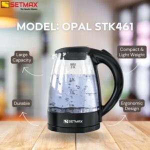 SETMAX ELECTRIC GLASS KETTLE 2.0L W/BLUE LED LIGHT - Image 4