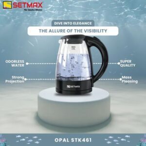 SETMAX ELECTRIC GLASS KETTLE 2.0L W/BLUE LED LIGHT - Image 6
